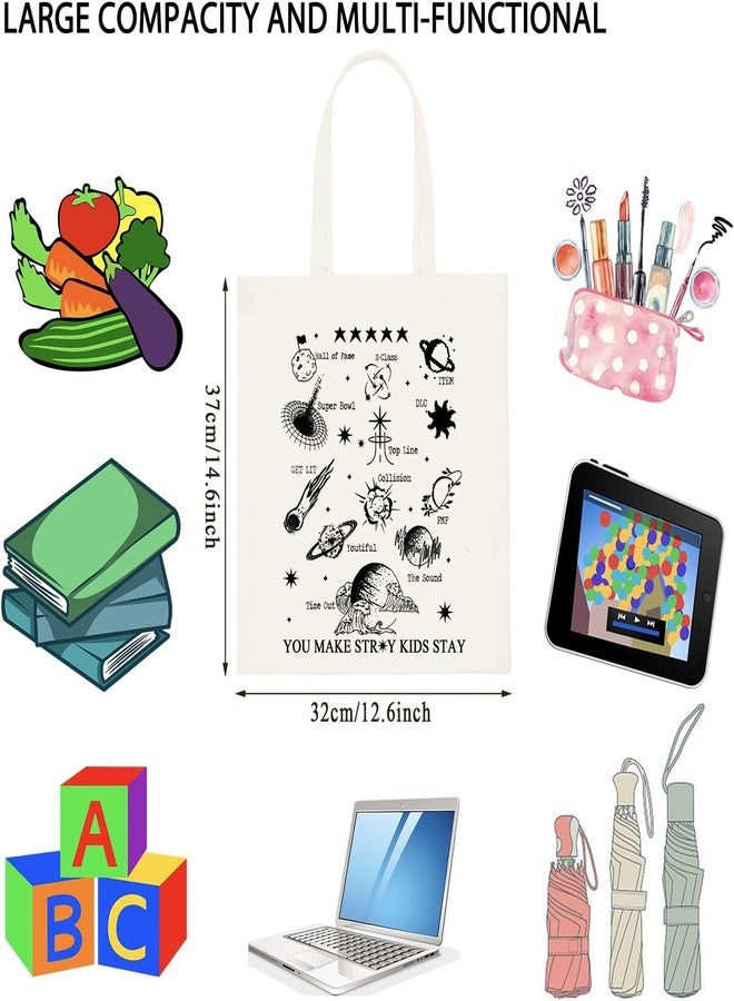 WCGXKO Korean Music Lover Gift Boy Band Inspired Canvas Tote Bag for Fandom - Image 2