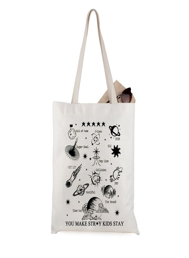 WCGXKO Korean Music Lover Gift Boy Band Inspired Canvas Tote Bag for Fandom - Image 1
