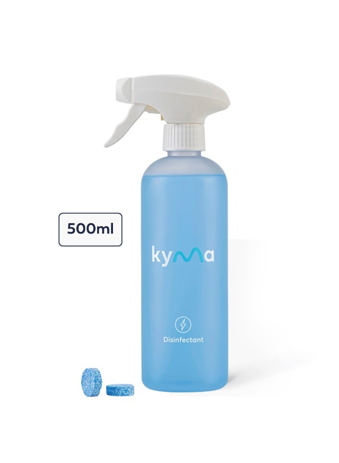 kyma Kyma Disinfectant Single Kit, 1 Refillable Bottle + 1 Disinfectant Refill, 500ml (Makes 1x 500ml Bottle of Disinfectant), Non-Toxic, Eco Friendly, Fights Viruses & Bacteria, Disinfects Surfaces  - Image 1