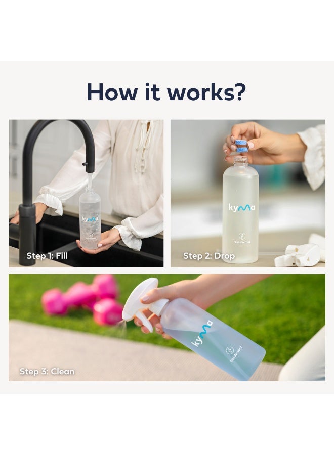 kyma Non-Toxic Disinfectant Single Kit, 1 Refillable Bottle + 1 Disinfectant Refill, 500ml (Makes 1x 500ml Bottle of Disinfectant), Non-Toxic, Eco Friendly, Fights Viruses & Bacteria, Disinfects Surfaces - Image 4