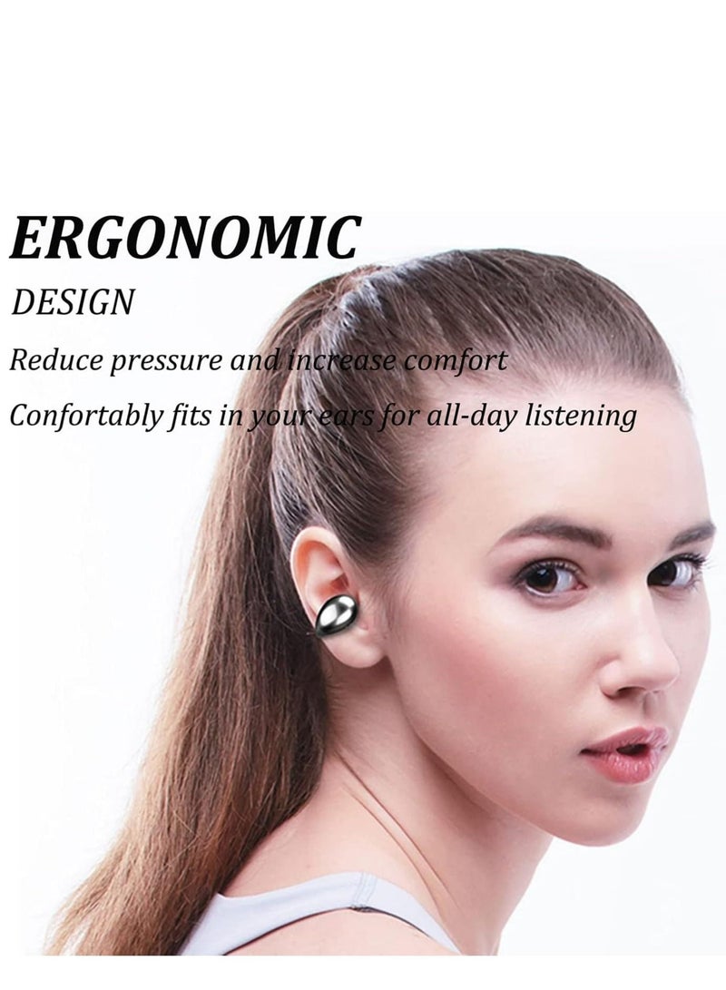 Captaintech Wireless Earbuds with Earhooks Mini Bone Conduction Headphones Waterproof Bluetooth Earbuds Earpiece Noise Canceling Headset Sports Bluetooth 5.0 Earphones Headset for Cycling Driving, Gym