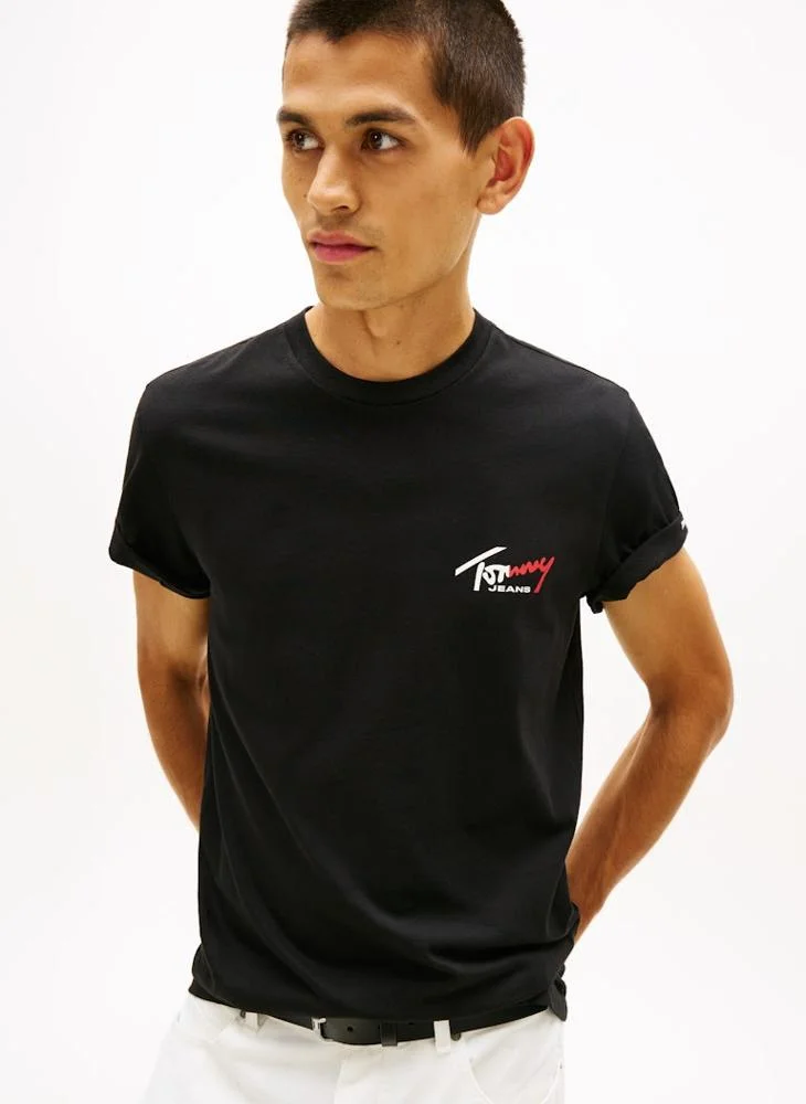 TOMMY JEANS  Signature Logo Slim Jersey T-Shirt for Men | Best Price UAE