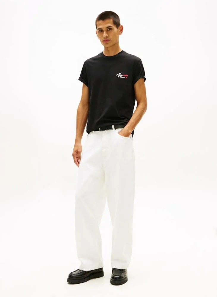 TOMMY JEANS  Signature Logo Slim Jersey T-Shirt for Men | Best Price UAE
