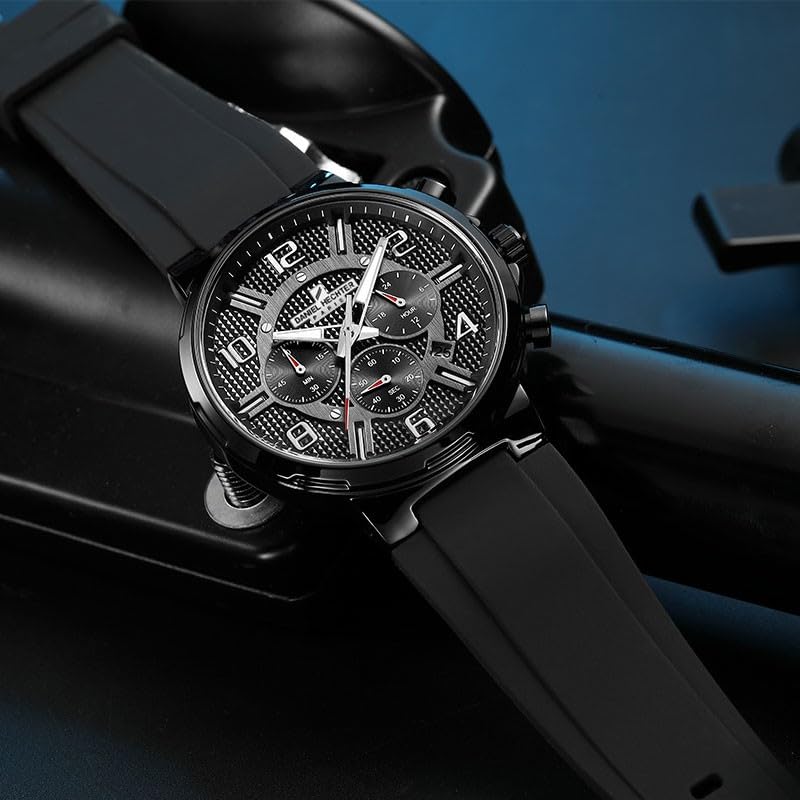 Daniel Hechter Paris Beaubourg Collection Multifunctional Watch for Men with Textured Round Dial and Silicon Strap-DHM1009 - Image 4