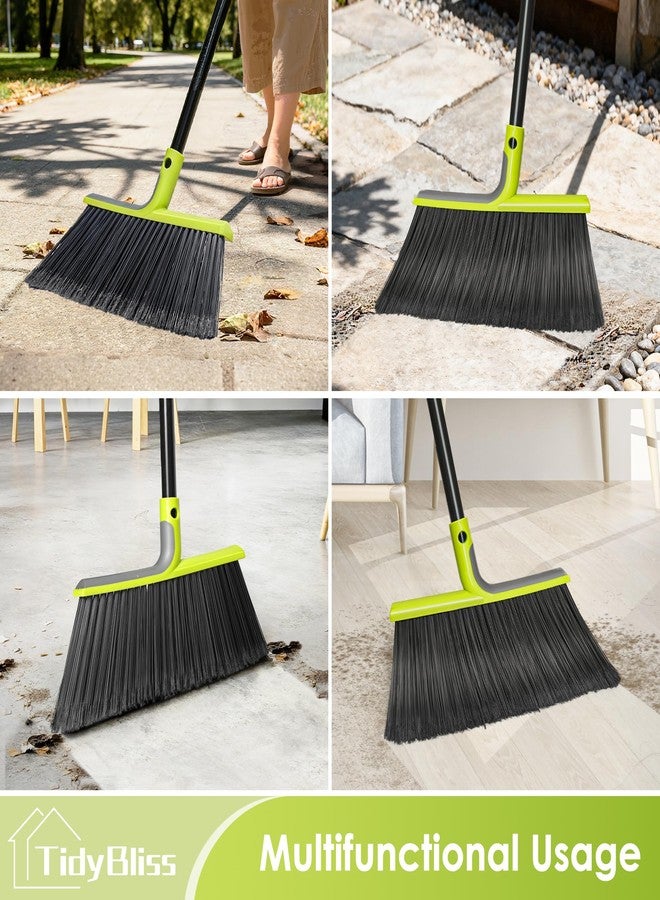 TidyBliss 2 Pack Outdoor Broom Heavy Duty, 56 inches Tall Commercial Soft Bristle Angle Brush for Sweeping Outside Patio Garden Porch Deck Shop Restaurant Garage House Lobby Hardwood Floors (Green) - Image 5