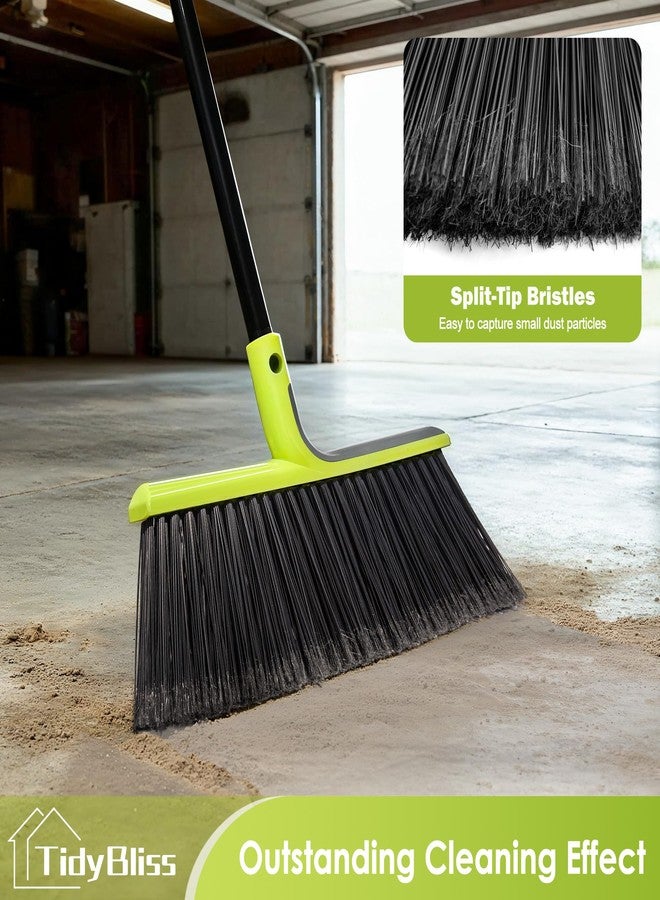 TidyBliss 2 Pack Outdoor Broom Heavy Duty, 56 inches Tall Commercial Soft Bristle Angle Brush for Sweeping Outside Patio Garden Porch Deck Shop Restaurant Garage House Lobby Hardwood Floors (Green) - Image 3