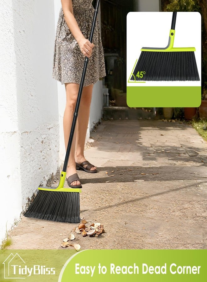 TidyBliss 2 Pack Outdoor Broom Heavy Duty, 56 inches Tall Commercial Soft Bristle Angle Brush for Sweeping Outside Patio Garden Porch Deck Shop Restaurant Garage House Lobby Hardwood Floors (Green) - Image 4