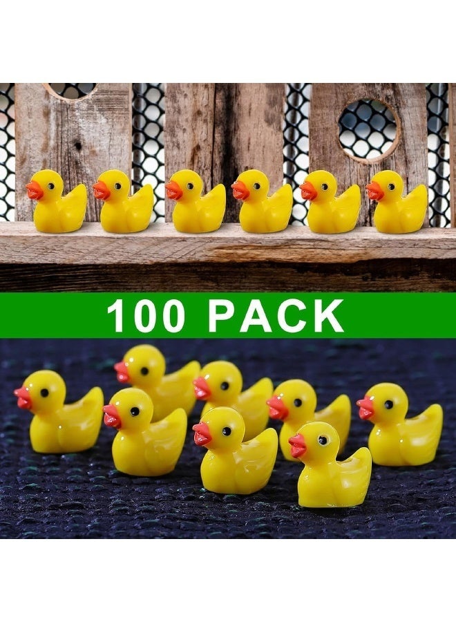 YUJA 100 Pcs Mini Resin Ducks, Tiny Ducks Set for Potted Miniature Decoration, Garden Aquarium Potted, Garden Dollhouse, Cake Decoration, DIY Slime Kit, Craft Charms Party Toys - Image 3