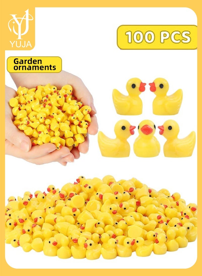 YUJA 100 Pcs Mini Resin Ducks, Tiny Ducks Set for Potted Miniature Decoration, Garden Aquarium Potted, Garden Dollhouse, Cake Decoration, DIY Slime Kit, Craft Charms Party Toys - Image 1