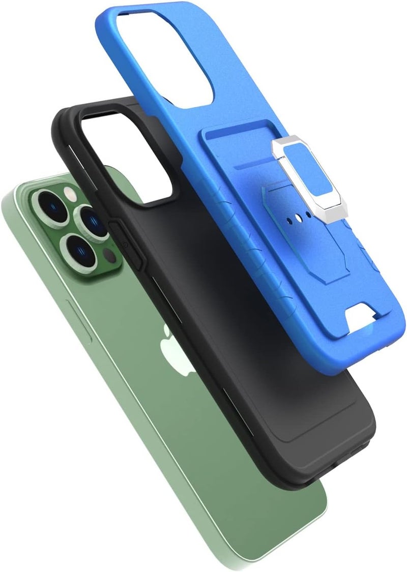 Shockproof Full Body Rugged Coverage with Magnetic 360°Kickstand Case for iPhone 14 Pro Max,Protector Cover with Card Slots(Blue) - Image 3