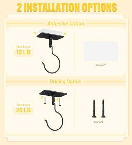 HOMEBROS Banana Hook, 360° Rotatable Metal Banana Hanger Under Cabinet, 2 Installation Options Adhesive and Drill, Magnetic Foldable, Black, 1 Pcs - Image 3