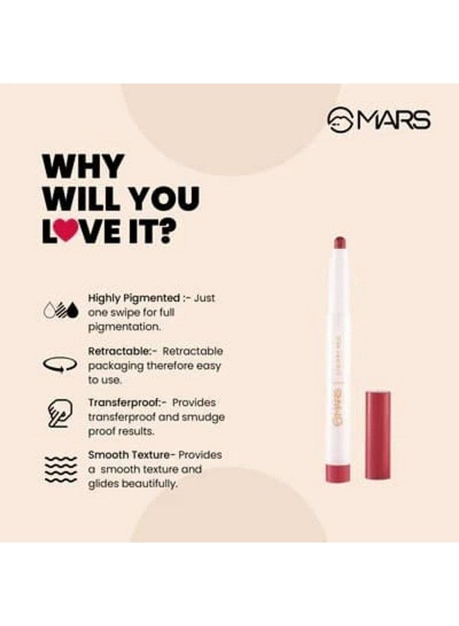 MARS Retractable Poppins Long Lasting Lip Crayon | Matte Finish | Smudge Proof & Kiss Proof Crayon Lipstick for Women (1.3 gm) (24-PINK MUSE) - Image 5