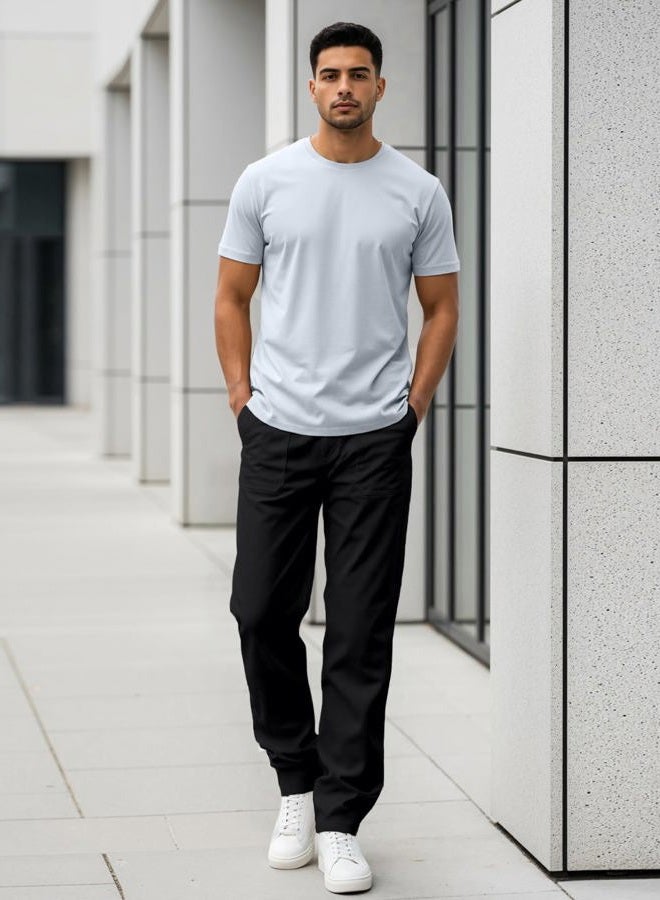 WORK IDEA Men's Cotton Twill Work Pants, Relaxed-Fit, Straight Leg, Multiple Tool Pockets, Painter Style, Black, L - Image 3
