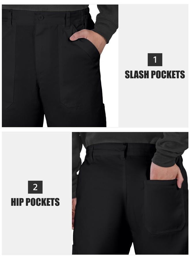 WORK IDEA Men's Cotton Twill Work Pants, Relaxed-Fit, Straight Leg, Multiple Tool Pockets, Painter Style, Black, L - Image 2