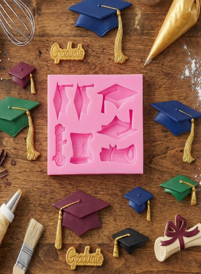 Sdfvsdg 4Pcs Graduation Molds Silicone Mini Graduation Fondant Molds Cap Diploma Graduate Candy Chocolate Mould for Party Cookie Cupcake Cake Decoration Graduation Celebration - Image 4