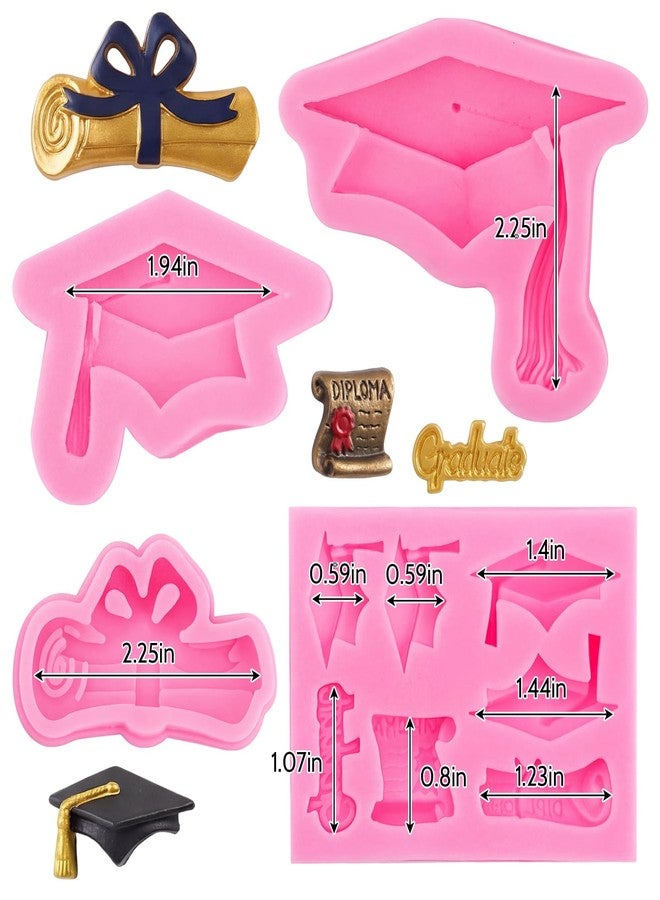 Sdfvsdg 4Pcs Graduation Molds Silicone Mini Graduation Fondant Molds Cap Diploma Graduate Candy Chocolate Mould for Party Cookie Cupcake Cake Decoration Graduation Celebration - Image 2