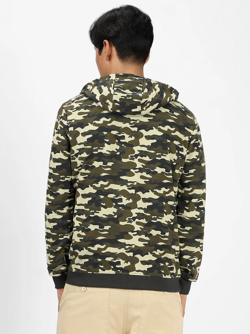 Urbano Fashion  Urbano Fashion Men's Khaki Green Regular Fit Camouflage Printed Full Sleeve Casual Winterwear Sweatshirt  | Best Price UAE
