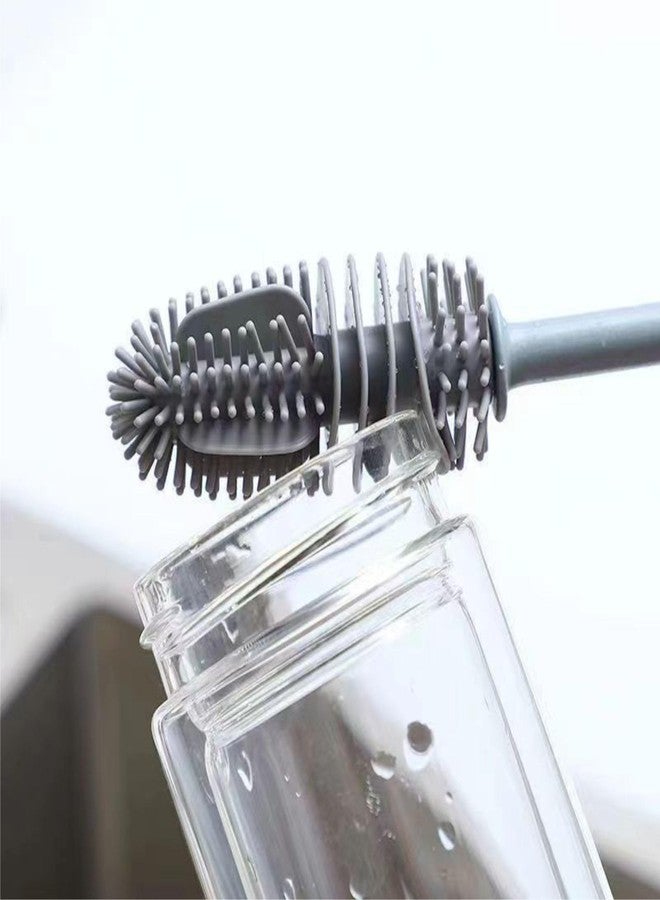 QEEGO Silicone Bottle Brush,Silicone Bottle Cleaning Brush with Long Handle，be Suited to Cleaning Narrow Neck Containers, Vacuum Sports Bottle, Tumblers, Flask, Glassware (2 Pack, Black and White) - Image 4