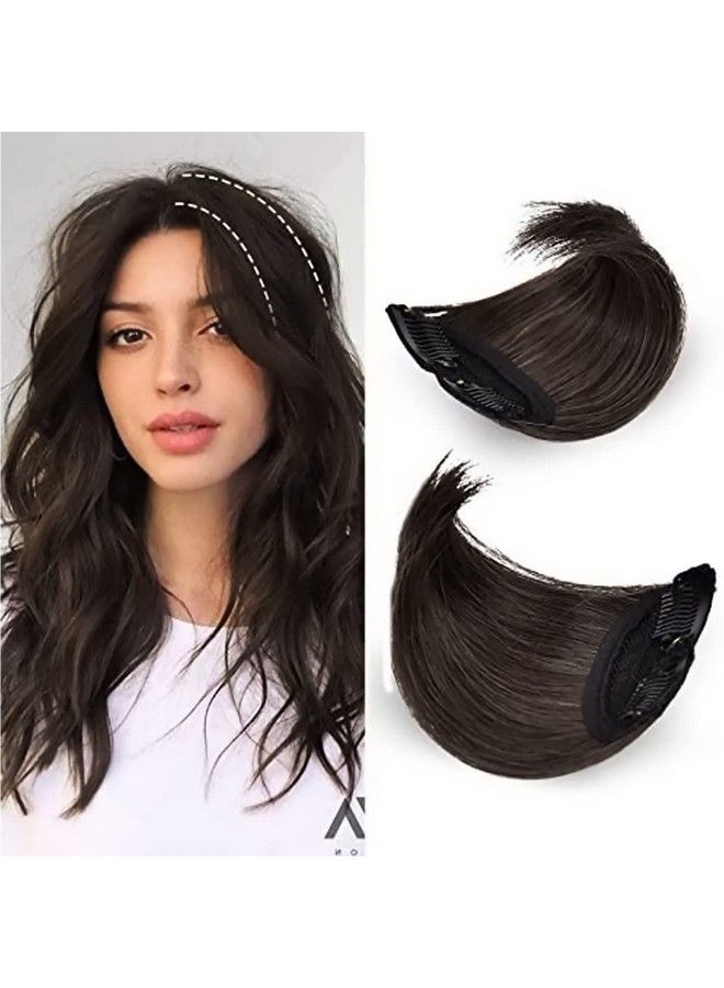 AASA Clips In Synthetic Hair Front Side Invisible Cover Up Extension/Volumizer For Girls And Women (4 Inches Volumizer Dark Brown) - Image 2