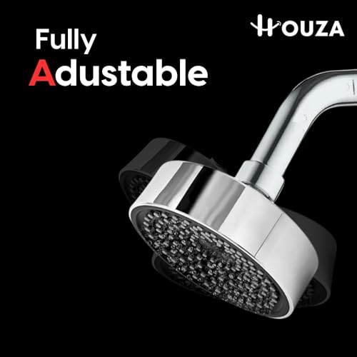 Houza Bathroom Shower Head – Round & Adjustable with 7-Inch Arm, Chrome Finish, Easy to Clean & Quick Installation (Shower Arm Included) - Image 2