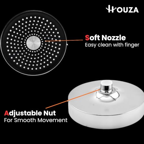Houza Bathroom Shower Head – Round & Adjustable with 7-Inch Arm, Chrome Finish, Easy to Clean & Quick Installation (Shower Arm Included) - Image 3