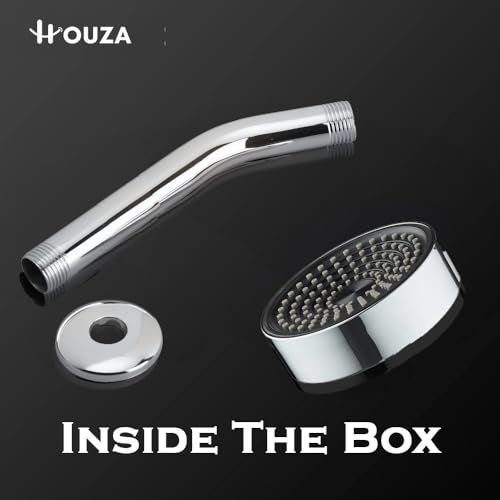 Houza Bathroom Shower Head – Round & Adjustable with 7-Inch Arm, Chrome Finish, Easy to Clean & Quick Installation (Shower Arm Included) - Image 5