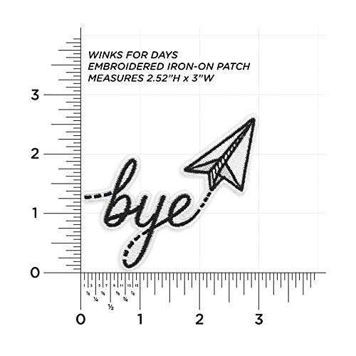 Winks For Days Bye Paper Airplane Embroidered Iron-On Patch - Image 3