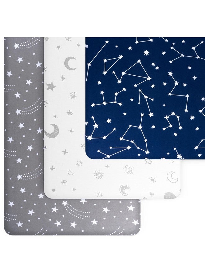 GrowWILD Fitted Unisex Crib Sheets (3 Pack) by GROW WILD - Jersey Knit Cotton Crib Sheets for Boys or Girls, 52” x 28” x 9” Crib Bedding Set (Moon, Stars and Constellation) - Image 2
