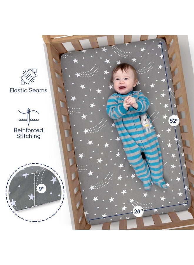 GrowWILD Fitted Unisex Crib Sheets (3 Pack) by GROW WILD - Jersey Knit Cotton Crib Sheets for Boys or Girls, 52” x 28” x 9” Crib Bedding Set (Moon, Stars and Constellation) - Image 4