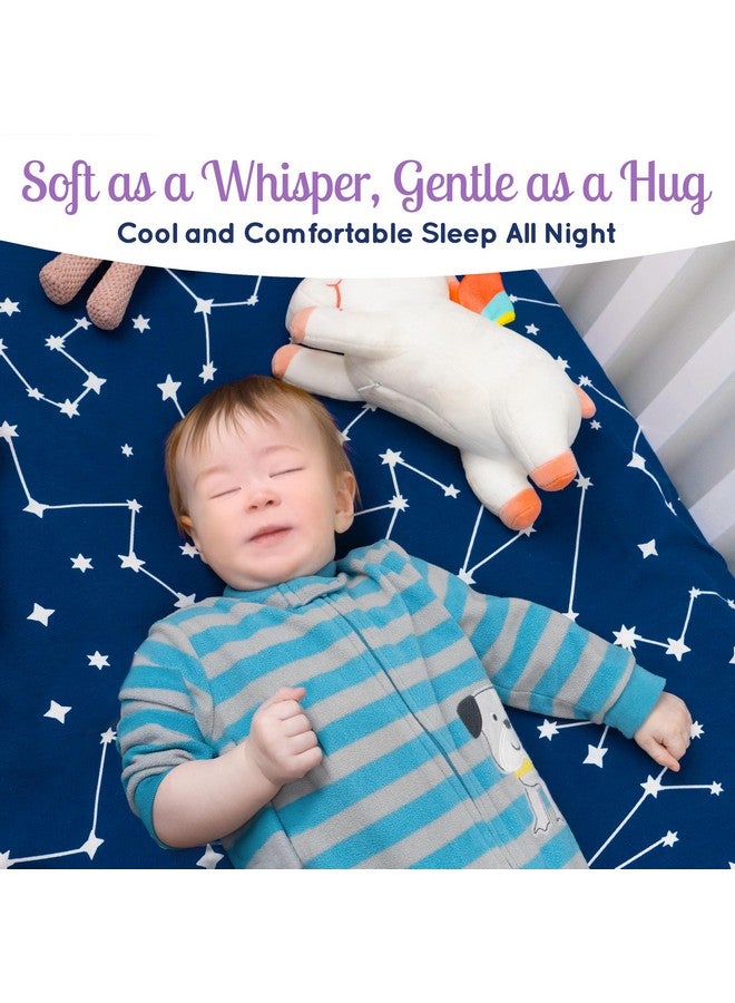 GrowWILD Fitted Unisex Crib Sheets (3 Pack) by GROW WILD - Jersey Knit Cotton Crib Sheets for Boys or Girls, 52” x 28” x 9” Crib Bedding Set (Moon, Stars and Constellation) - Image 5