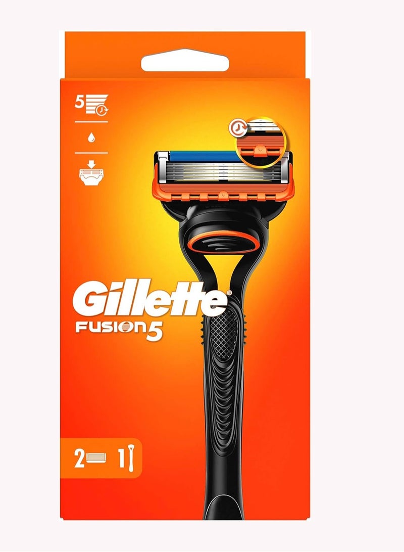 ماكينة حلاقة جيليت فيوجن 5 للرجال بمقبض مع شفرتين