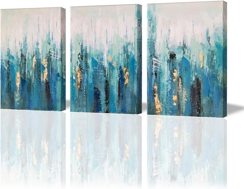 Paimuni Blue Abstract Canvas Art Set - Image 1