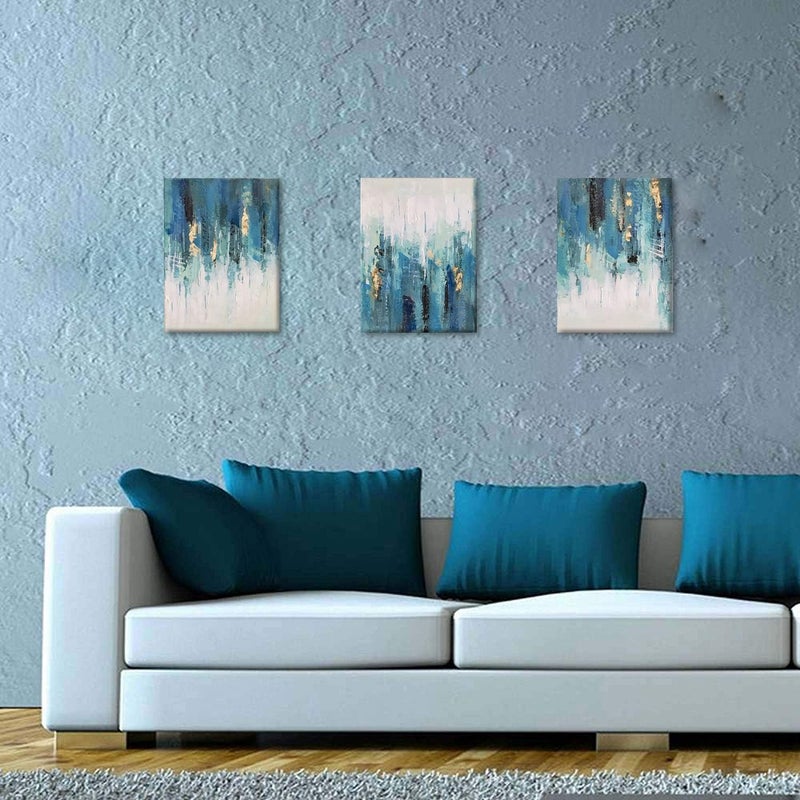 Paimuni Blue Abstract Canvas Art Set - Image 3