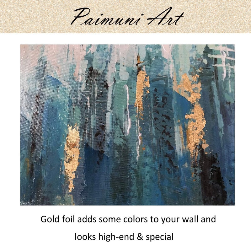 Paimuni Blue Abstract Canvas Art Set - Image 5