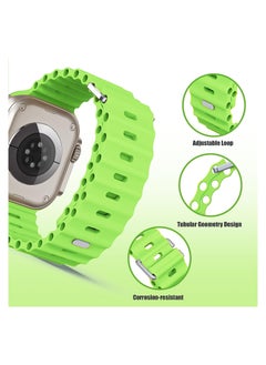 Color Fans Apple Watch Ocean Band 41mm 40mm 38mm for Men Women, Soft Silicone Sport Band Replacement Strap for Apple Watch Ultra iWatch Series 8 7 SE 6 5 4 3 2 1 Apple Green  - Image 4