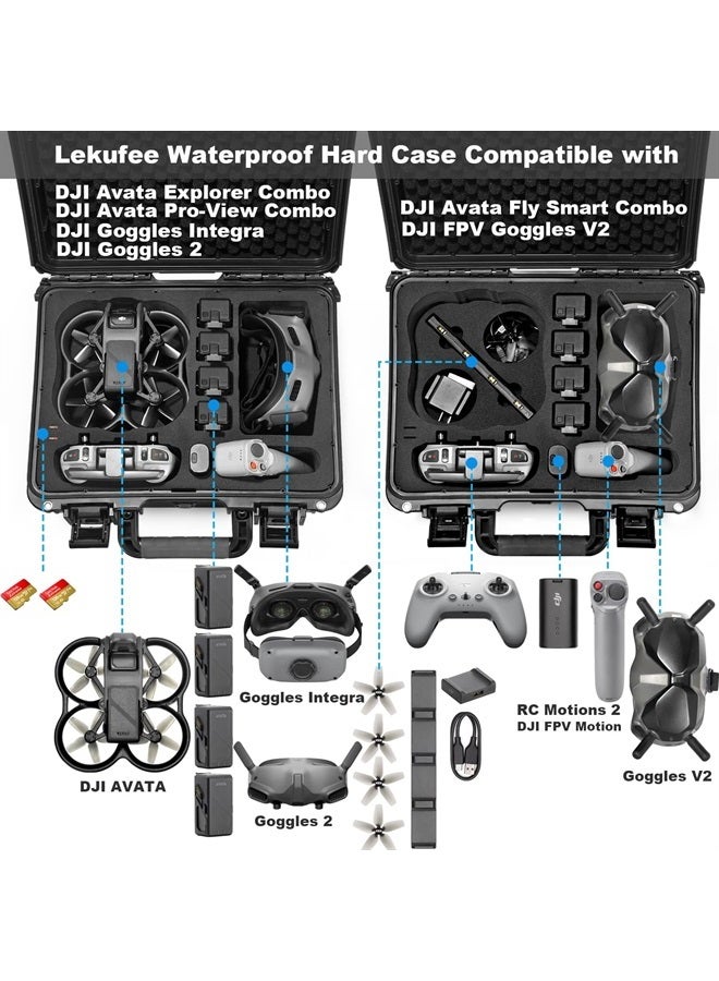 Lekufee Waterproof Hard Case Compatible with DJI Avata Explorer Combo(DJI Goggles Integra)/DJI Avata Pro(DJI Goggles 2)/DJI Avata Fly Smart Combo (DJI FPV Goggles V2) and More Accessories(Case Only) - Image 2