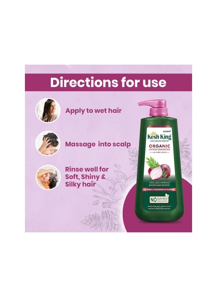 Kesh King Organic Onion Hair Fall Shampoo With Curry Leaves 600ml - Image 3