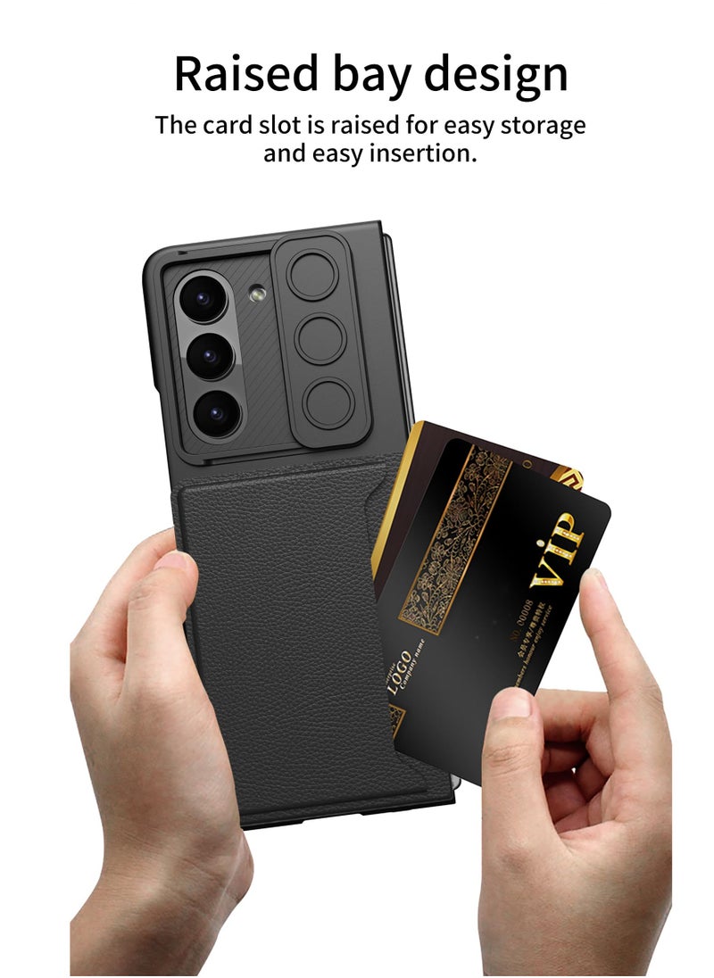 Excefore - for Galaxy Z Fold 5 Case with Card Holder & Slide Camera Cover & Front Screen Protector, Slim Fit Phone Case for Samsung Z Fold 5 Case(Black) - Image 1