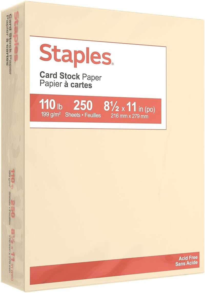 Staples ورق كاردستوك 110 رطل 8.5 بوصة × 11 بوصة عاجي 250/عبوة - Image 1
