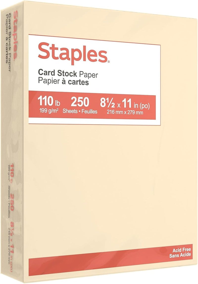 Staples ورق كاردستوك 110 رطل 8.5 بوصة × 11 بوصة عاجي 250/عبوة - Image 4