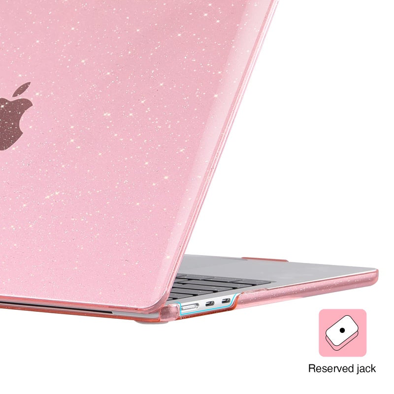 EooCoo Case Compatible with MacBook Air 13 inch M5 2026-2022 Release M4 M3 M2 A3449 A3240 A3113 A2681, Glitter Hard Shell&Keyboard Skin Cover&Screen Protector for Mac Air 13.6 inch, Sparkly Pink - Image 3