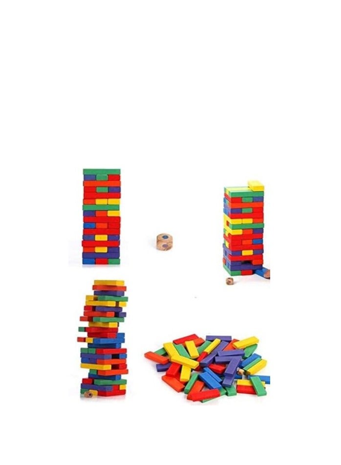 Wooden Jenga Game for Kids and Adults - 54 Pieces - Fun Colorful Blocks to Develop Focus and Balance - Suitable for Parties and Family Games - Image 5