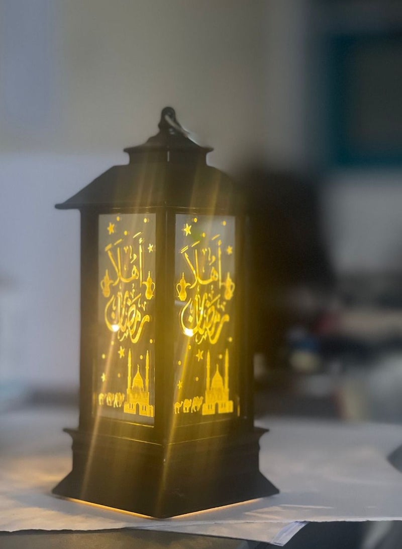 شو وو مصباح رمضان ليد معلق أسود / ذهبي