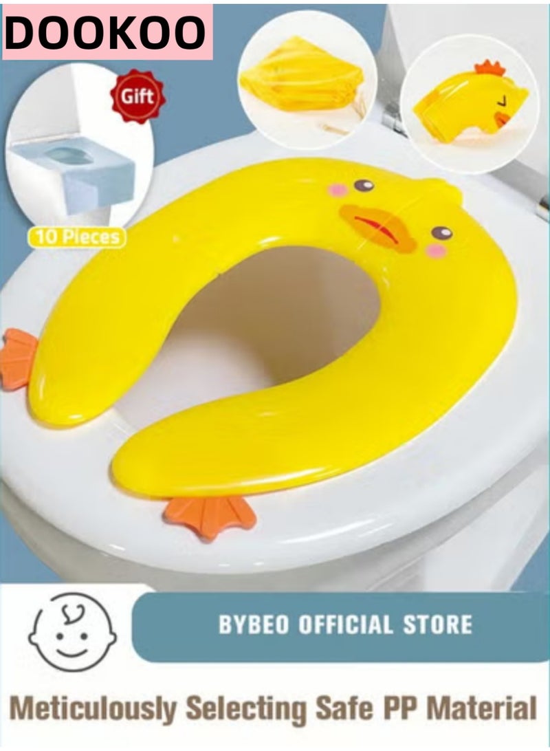 DOOKOO Foldable Portable Travel Potty Training Seat and 10 PCS Extra Large Toilet Seats Covers Disposable Waterproof for Boys Girls, Toddlers Potty Training in Public Restrooms - Image 1