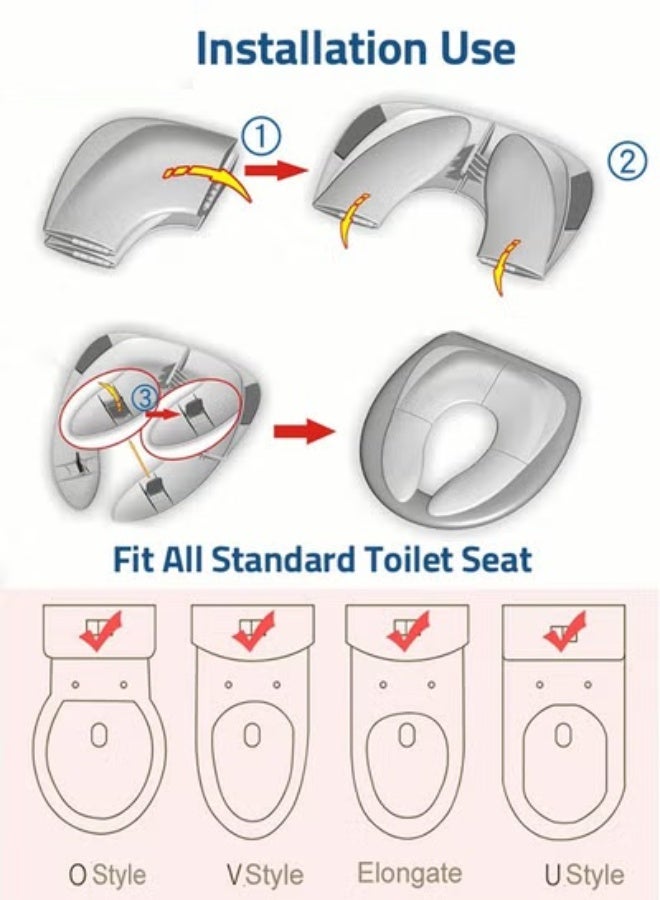 DOOKOO Foldable Portable Travel Potty Training Seat and 10 PCS Extra Large Toilet Seats Covers Disposable Waterproof for Boys Girls, Toddlers Potty Training in Public Restrooms - Image 4