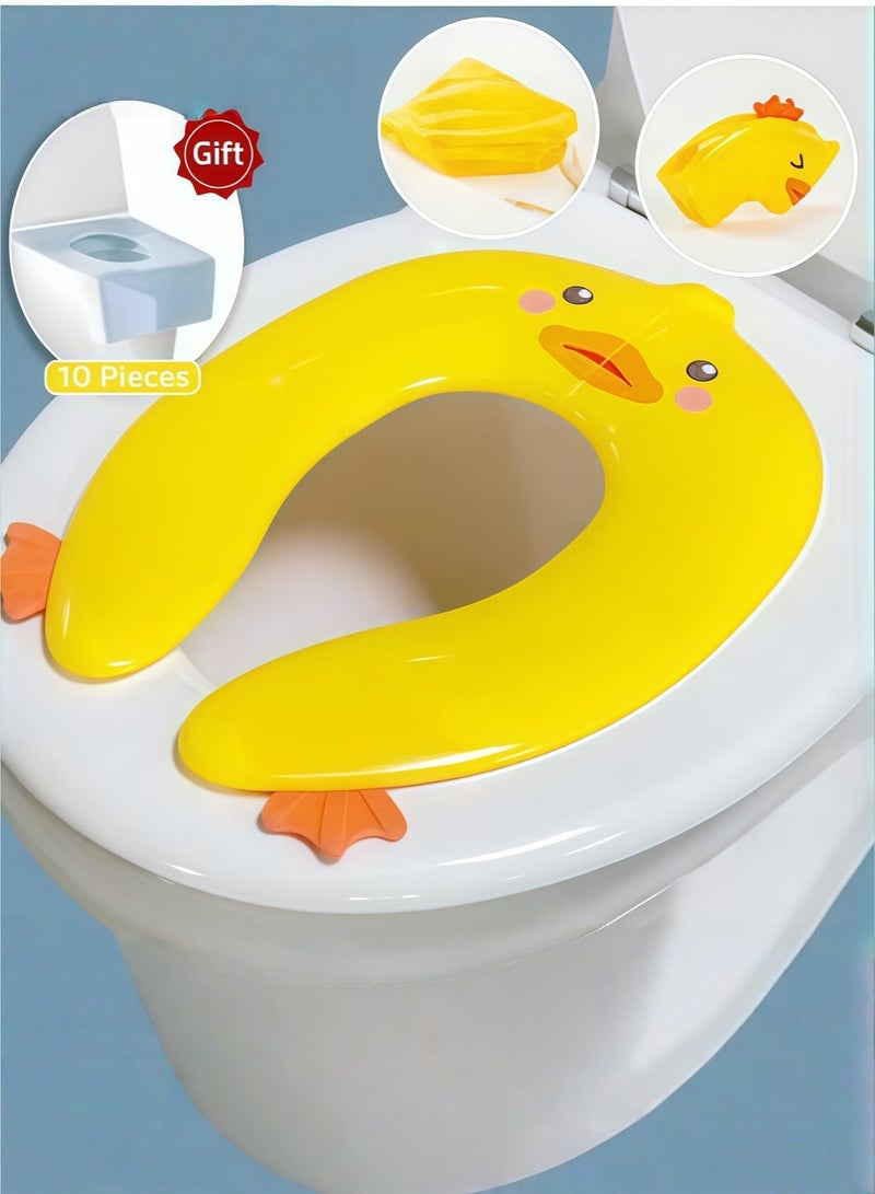 DOOKOO Foldable Portable Travel Potty Training Seat and 10 PCS Extra Large Toilet Seats Covers Disposable Waterproof for Boys Girls, Toddlers Potty Training in Public Restrooms - Image 1