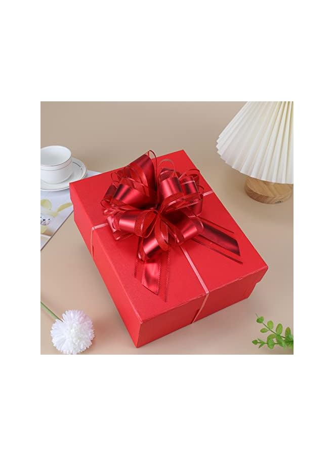 The Bros 12 Pieces Pull Bow Wrapping Pull Bow Ribbon Pull Bows for Wedding Baskets,6 Inches Diameter Gift Bows, Large Bows for Presents. (Red) - Image 5