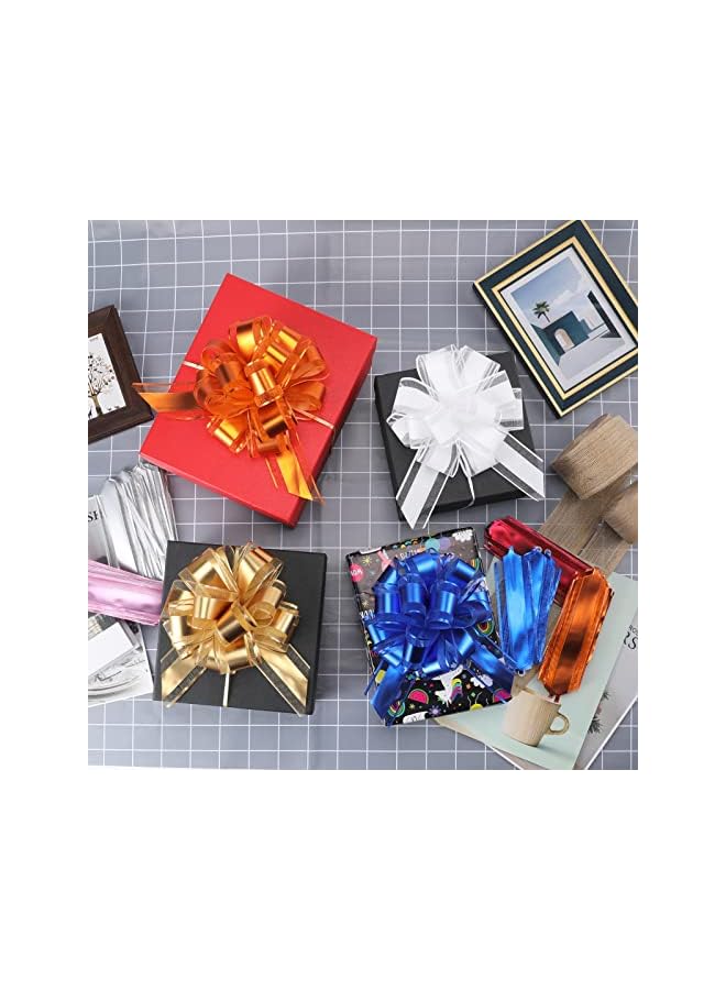 The Bros 12 Pieces Pull Bow Wrapping Pull Bow Ribbon Pull Bows for Wedding Baskets,6 Inches Diameter Gift Bows, Large Bows for Presents. (Red) - Image 3