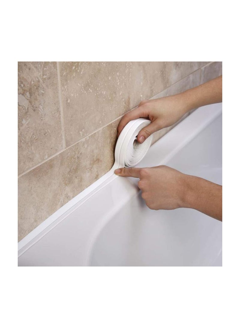 RATSAW Caulk Tape White Bathroom Corner Caulking Tape Waterproof Self Adhesive Sealing Tape Used for Kitchen Sink Bathroom Bathtub Tub Floor Wall Edge Protector Strip - Image 1