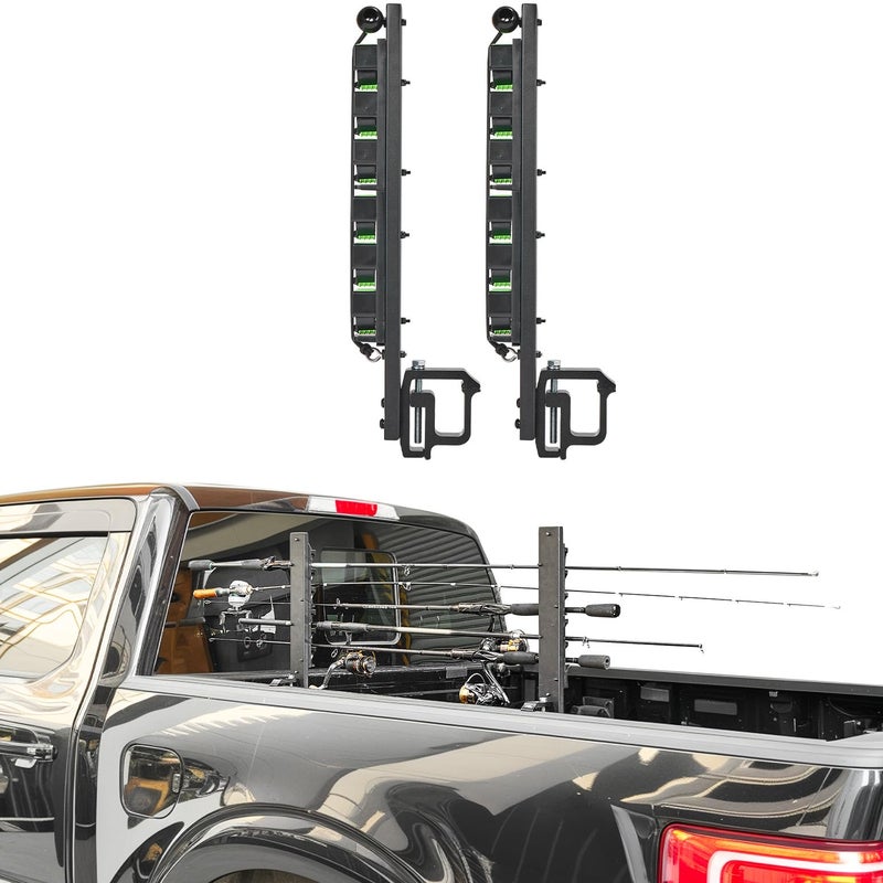 JOYTUTUS Truck Bed Fishing Rod Holder 6Rod Capacity Secure ClampOn Design Fits Truck Bed Boats Horizontally or Vertically Place - Image 2